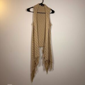 Say What? Tan Knit Vest with Fringe